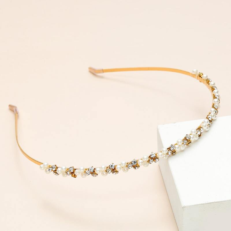 

Faux Pearl Decor Hair Hoop, Gold