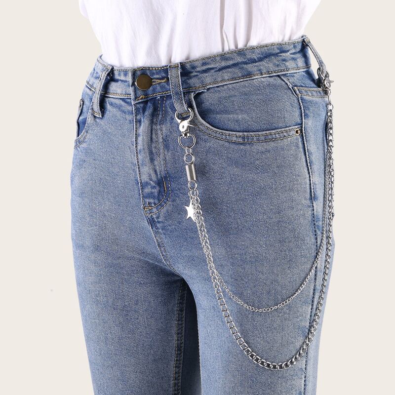 

Star Charm Layered Pant Chain, Silver