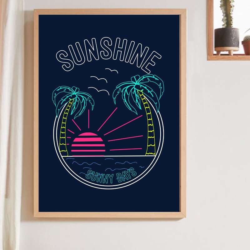

Coconut Tree Print Wall Print Without Frame, Multicolor