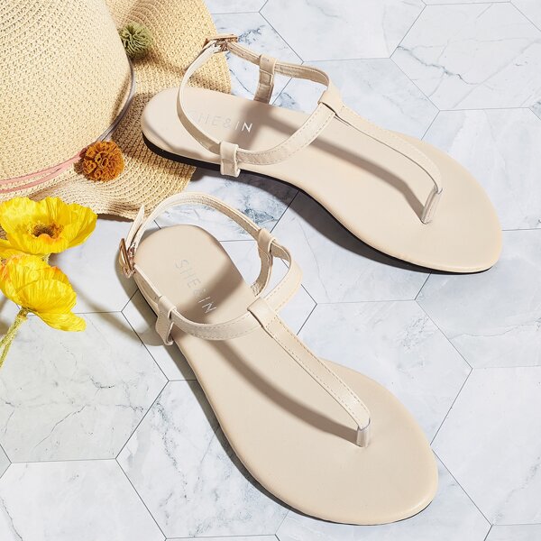 

Minimalist Thong Sandals, Beige