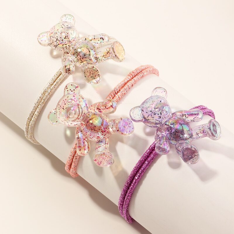 

3pcs Clear Bear Decor Hair Tie, Multicolor