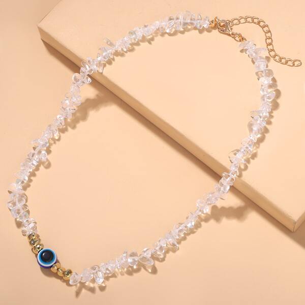 

Eye Beaded Necklace, White