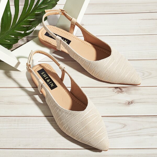 

Point Toe Slingback Flats, Beige