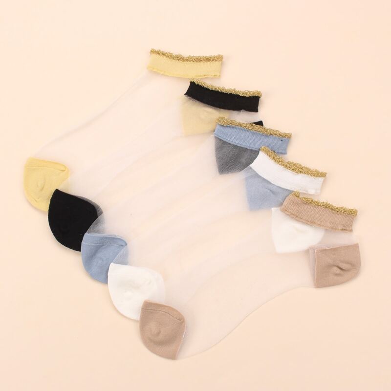 

5pairs Clear Mesh Socks, Multicolor