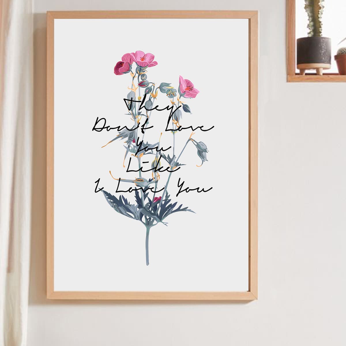 

Flower & Slogan Graphic Wall Print Without Frame, Multicolor