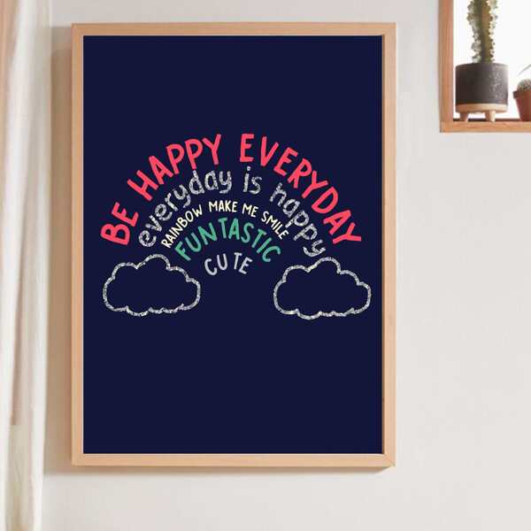 

Slogan Graphic Wall Print Without Frame, Multicolor
