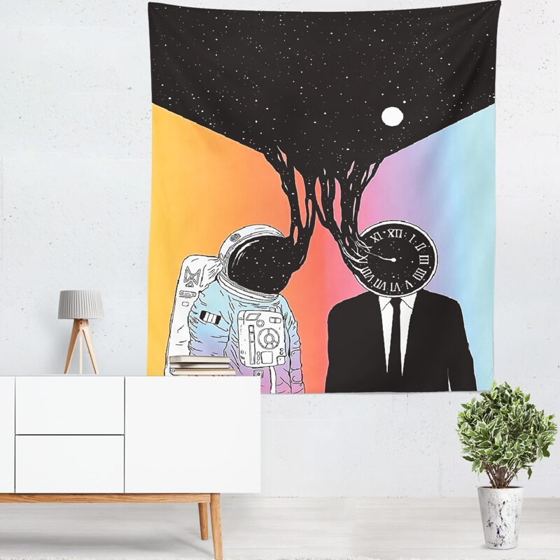 

Cartoon Astronaut Print Tapestry, Multicolor