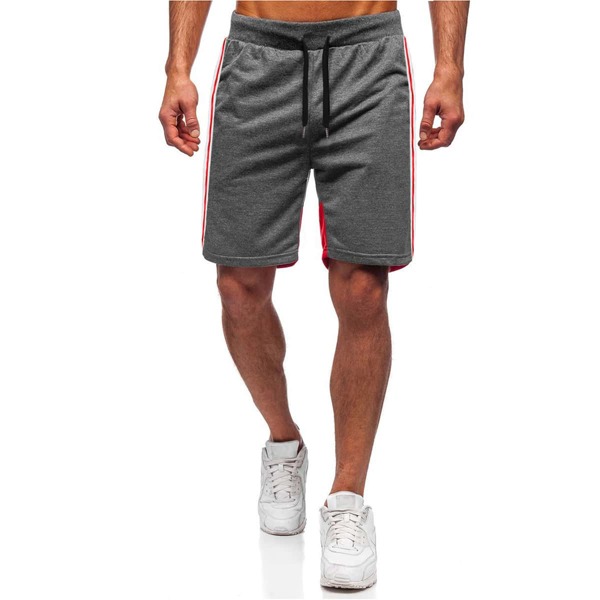 

Men Colorblock Striped Tape Athletic Shorts, Grey