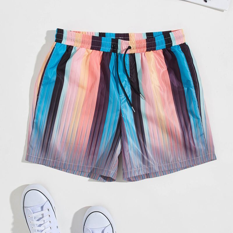 

Guys Drawstring Waist Striped Colorblock Shorts, Multicolor