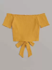 SHEIN Qutie Áo thun Xù nhỏ màu trơn Màu vàng Giải trí - Màu vàng - Xem 2