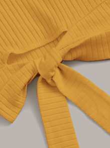 SHEIN Qutie Áo thun Xù nhỏ màu trơn Màu vàng Giải trí - Màu vàng - Xem 5