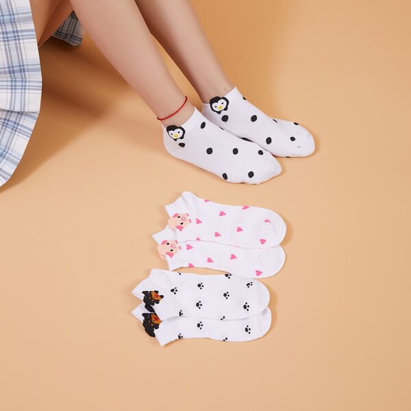 

3pairs Heart Pattern Socks, White