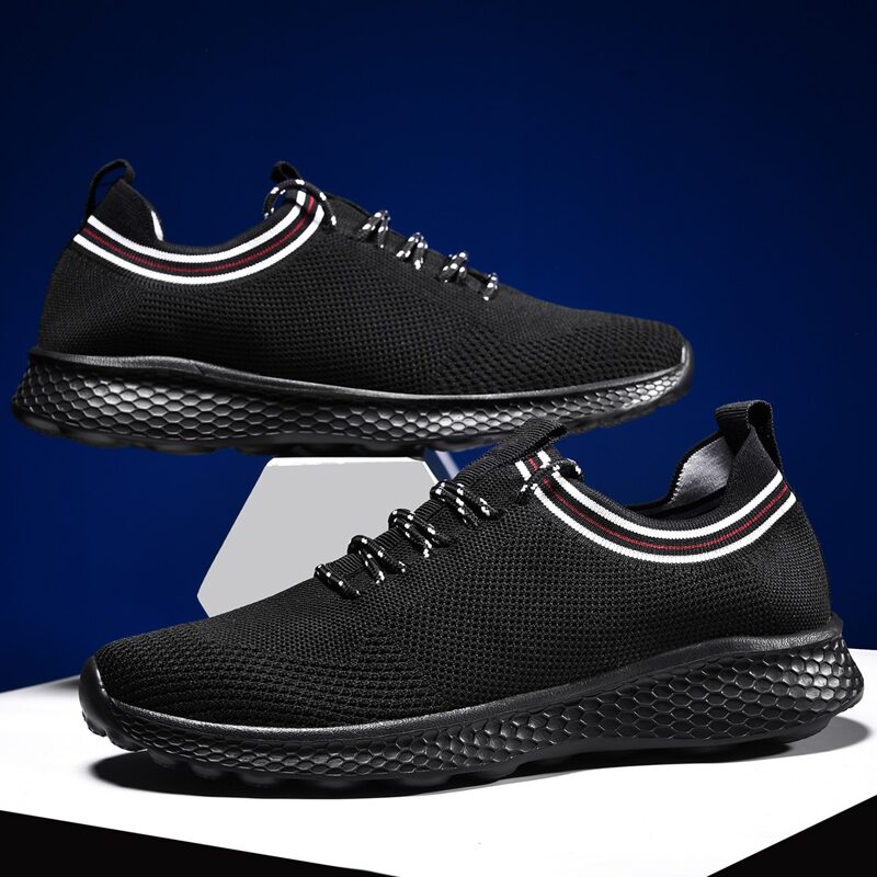 

Guys Striped Trim Knit Sneakers, Black