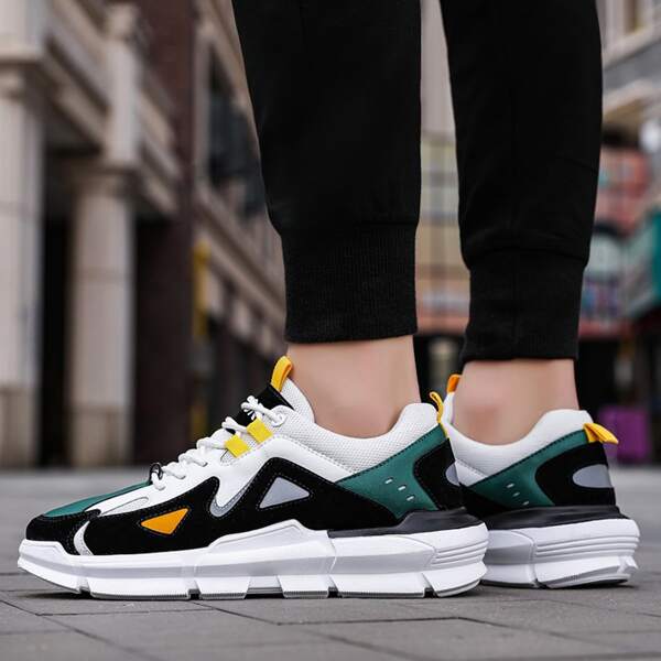 

Men Lace-up Front Color-block Sneakers, Multicolor