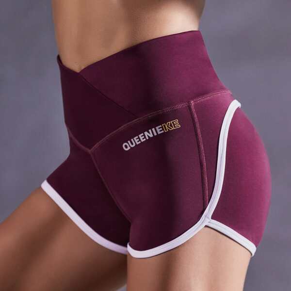 

Queenieke Contrast Binding Dolphin Sports Shorts, Purple