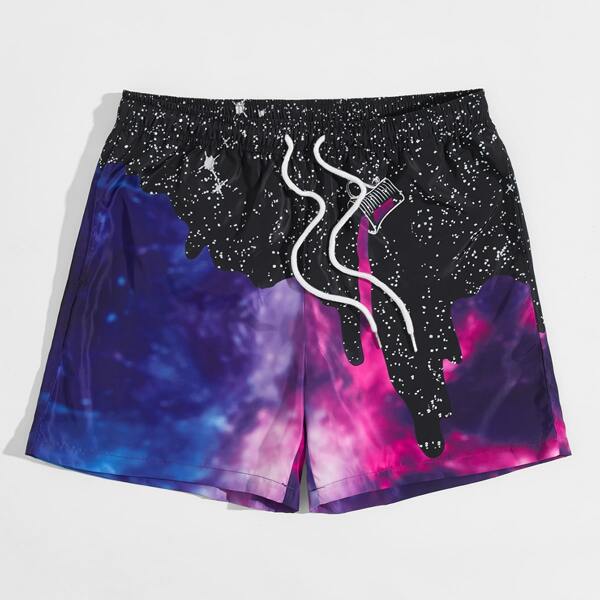 

Men Galaxy and Tie Dye Wind Shorts, Multicolor