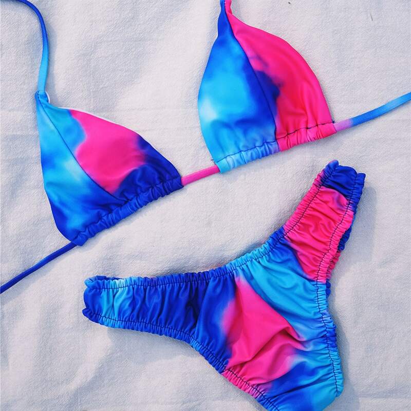 

Tie Dye Triangle Cheeky Bikini Swimsuit, Multicolor