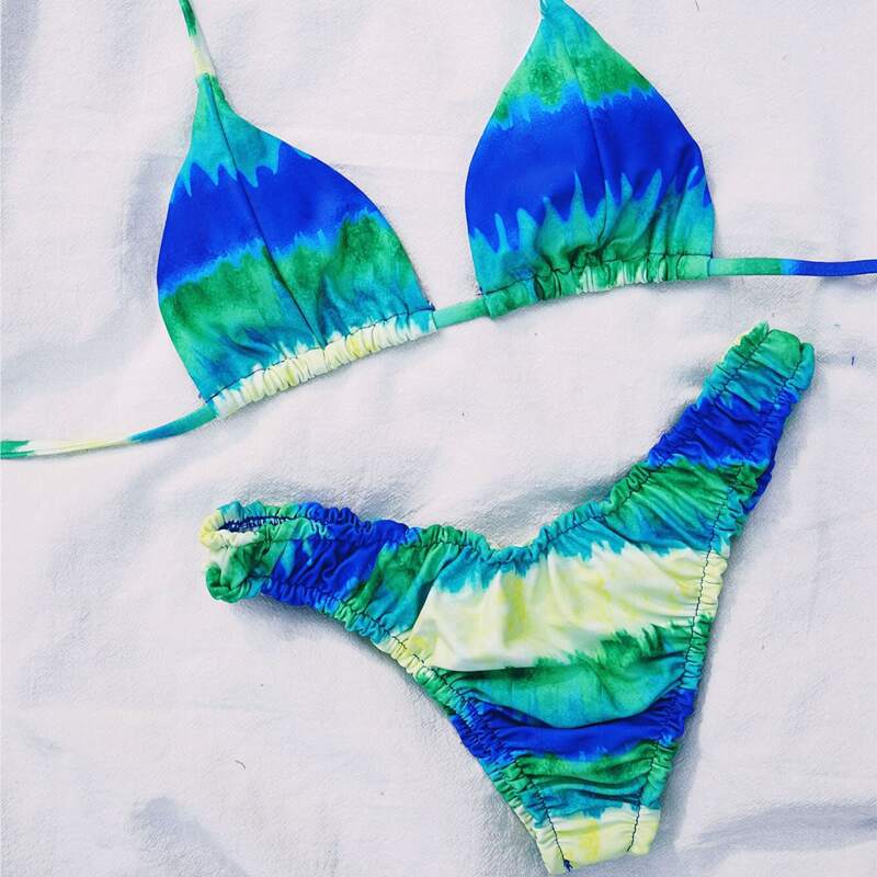 

Tie Dye Triangle Cheeky Bikini Swimsuit, Multicolor