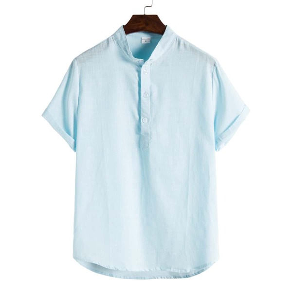 

Men Button Front Solid Shirt, Blue