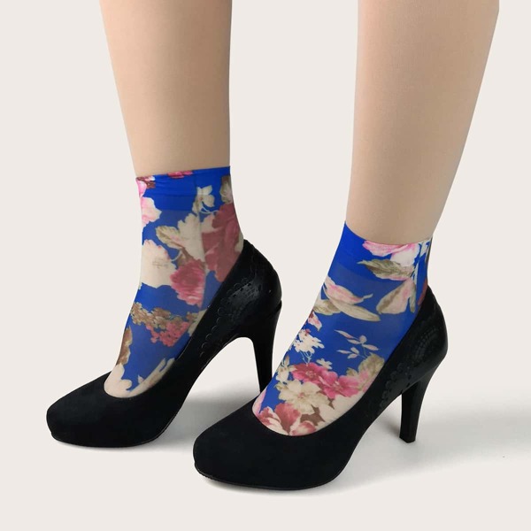 

Flower Pattern Socks, Multicolor
