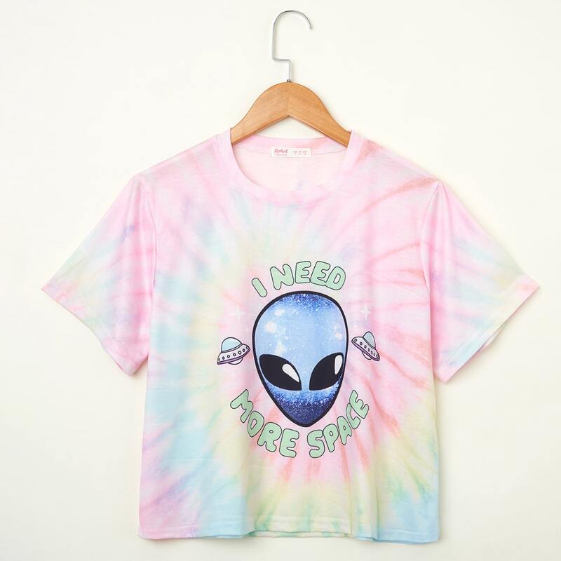 

Alien Graphic Tie Dye Tee, Multicolor