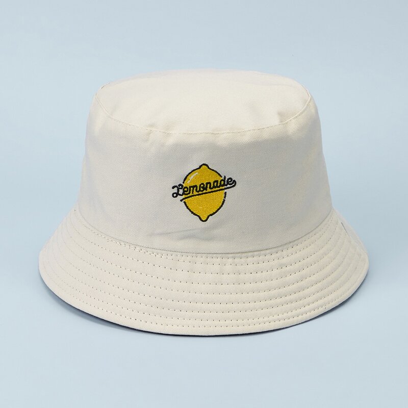 Lemon Reversible Bucket Hat, Beige