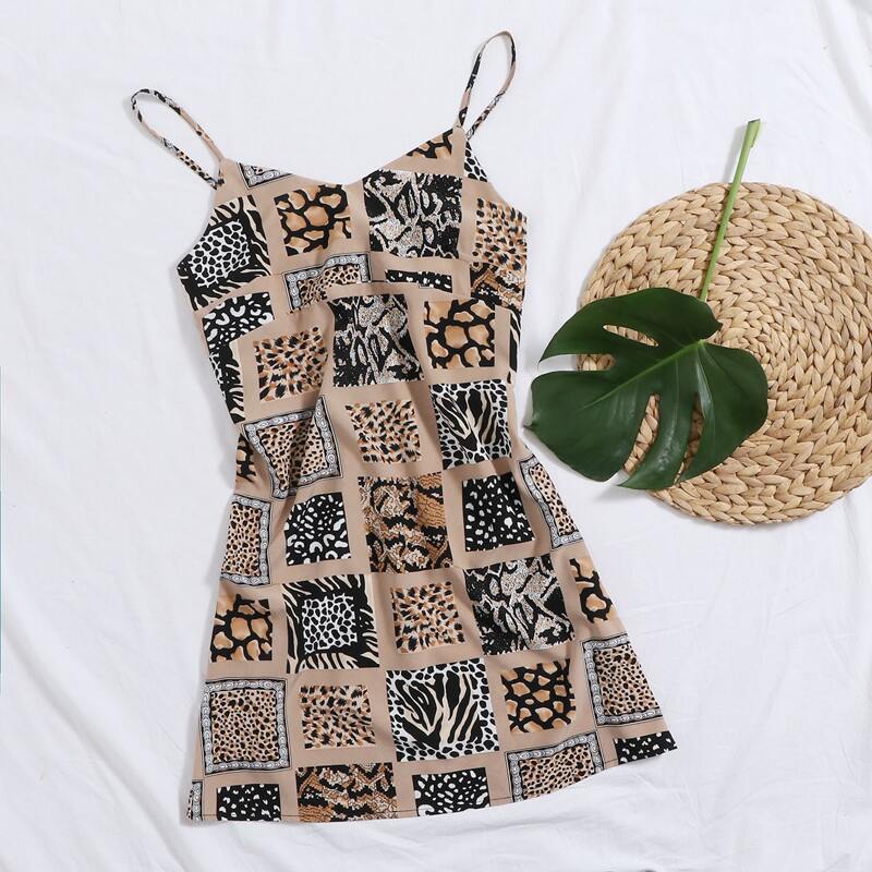 

Mixed Animal Print Cami Dress, Multicolor