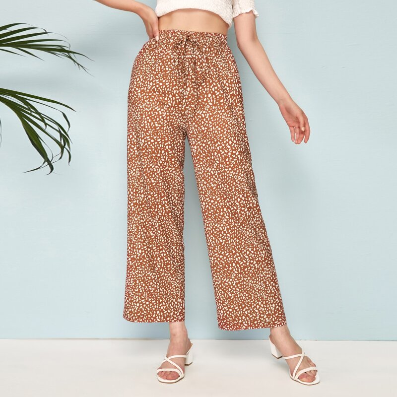 

Graphic Allover Print Pants, Camel