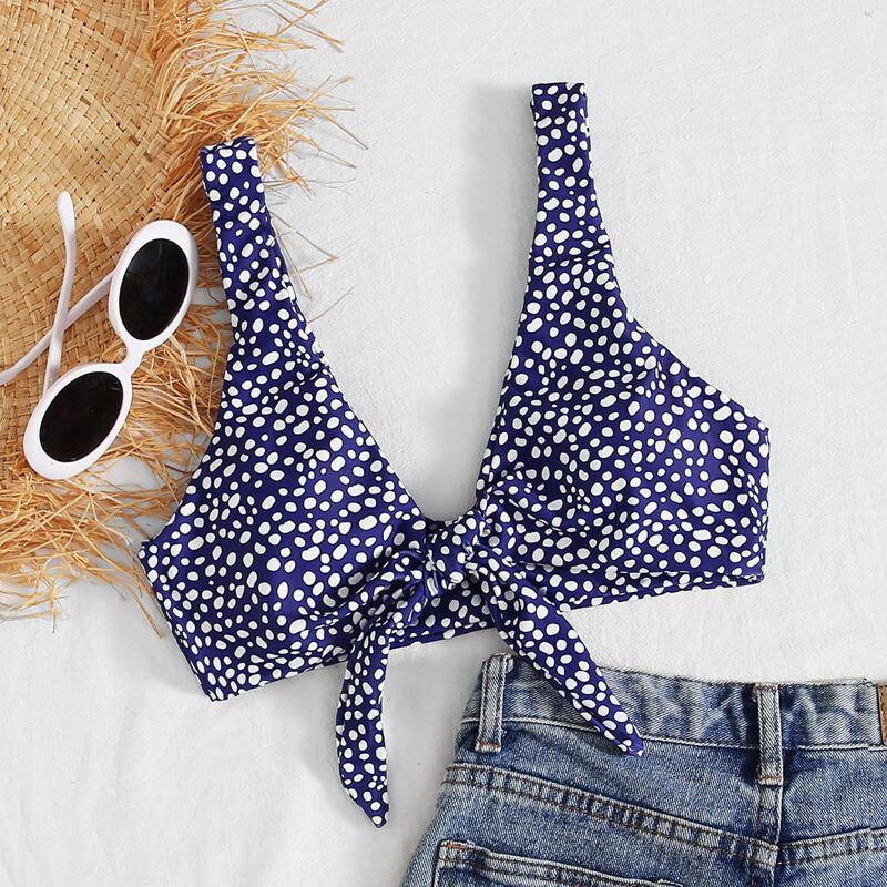 

Dalmatian Knot Front Bikini Top, Purple
