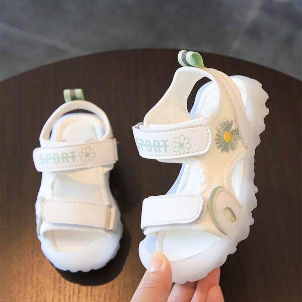 

Toddler Girls Floral Embroidered Sandals, White