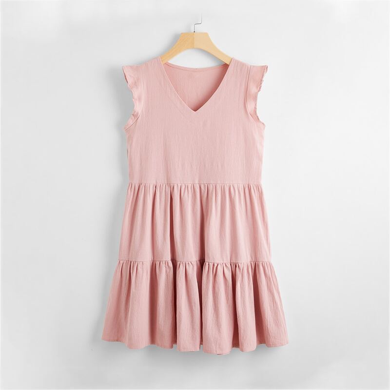 

Solid Tank Dress, Pink