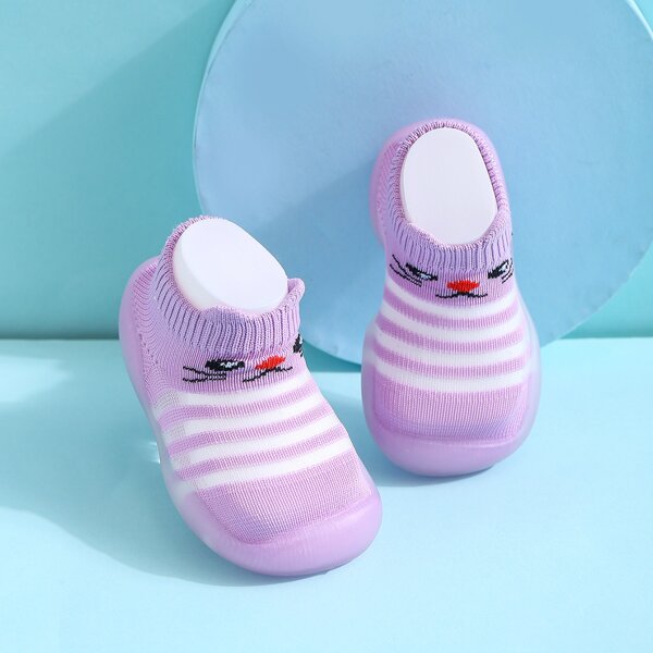 

Кроссовки без шнуровок с мультяшным узором для девочек, Пурпурный