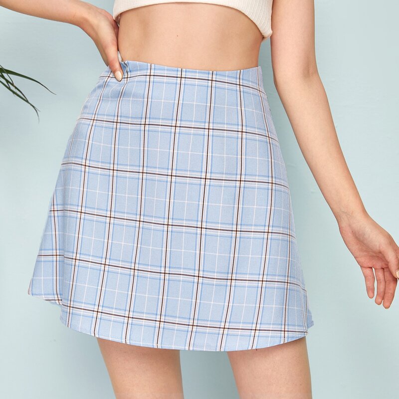 

Plaid Mini Dress, Blue