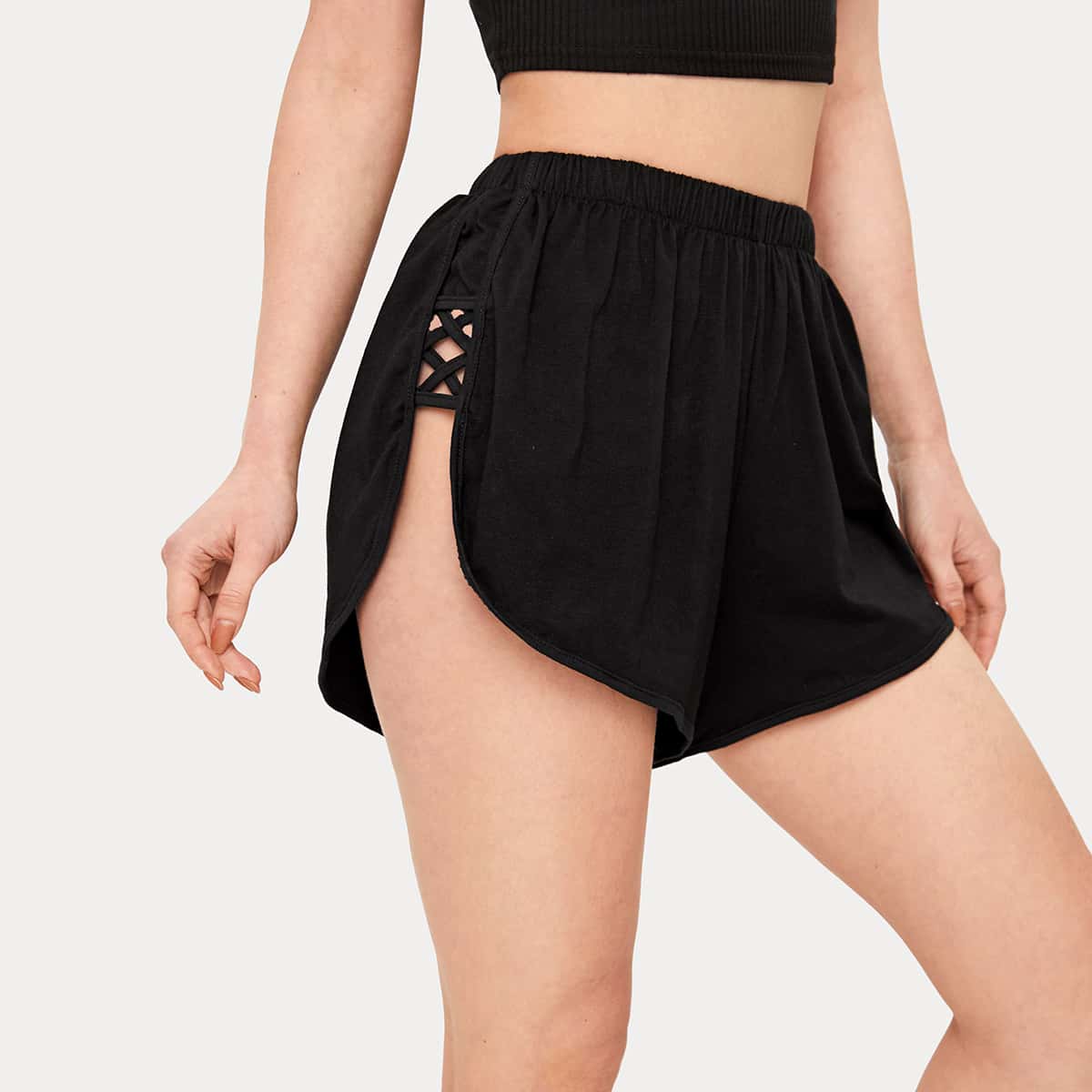 

Criss Cross Side Shorts, Black