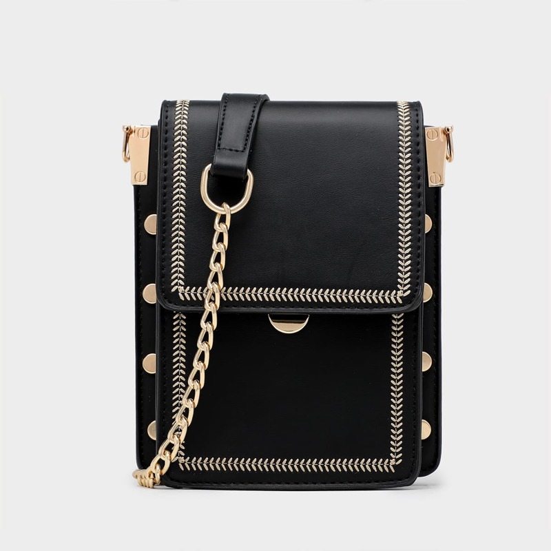 

Colorblock Flap Crossbody Bag, Black