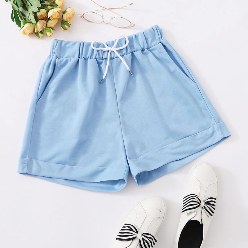 

Rolled Blue Shorts