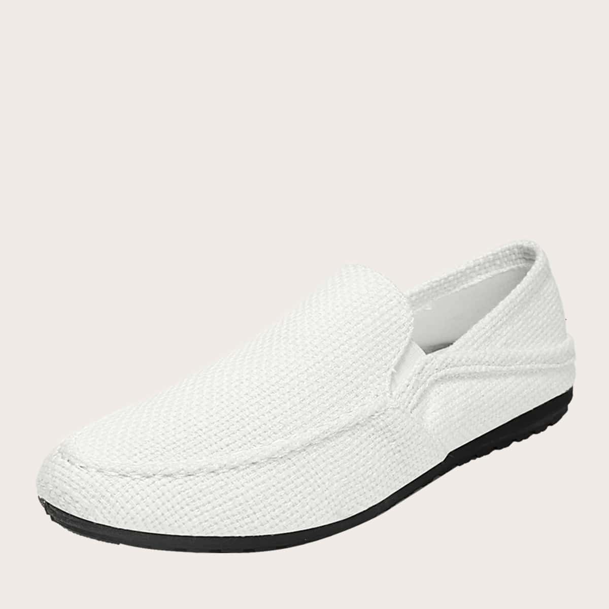 

Guys Minimalist Linen Loafers, White