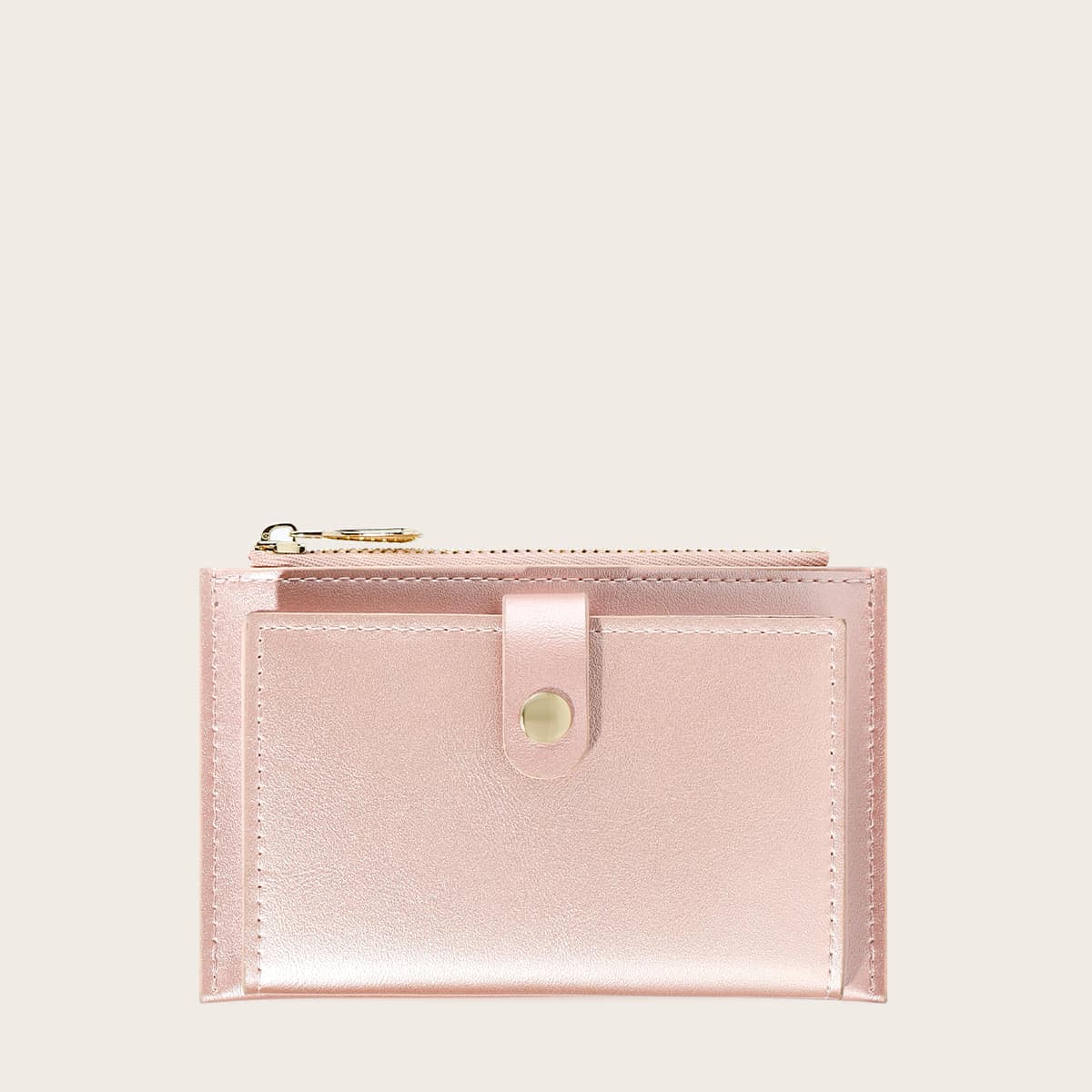 

Metallic Purse With Card Holder, Pink