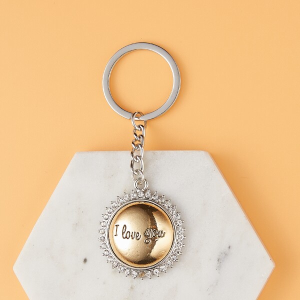 

Slogan Charm Keychain, Multicolor