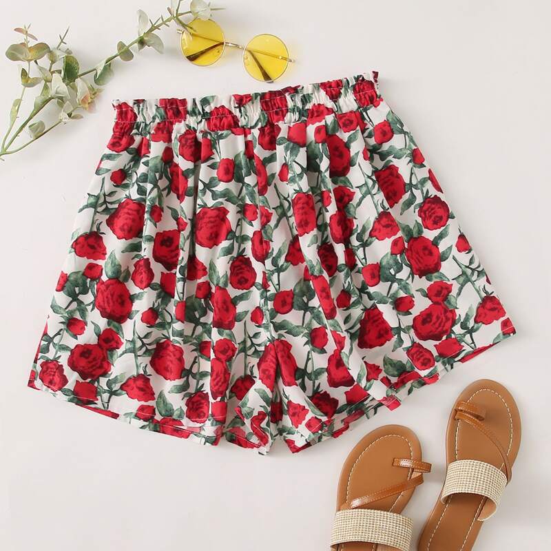 

Rose Print Shorts, Multicolor