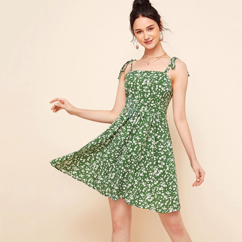 

Ditsy Floral Sundress, Green