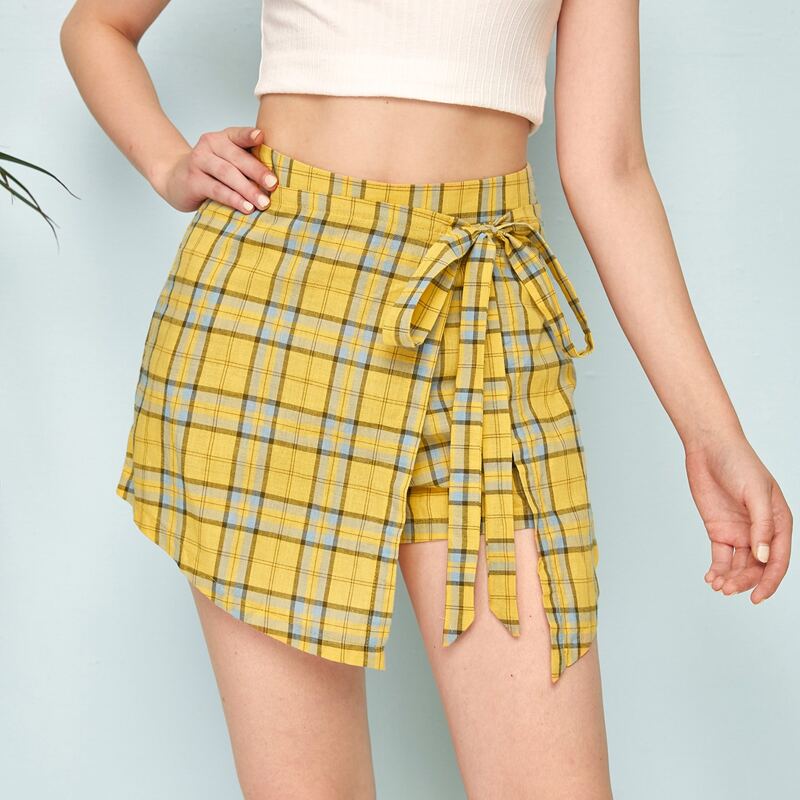 

Tartan Wrap Skort, Yellow