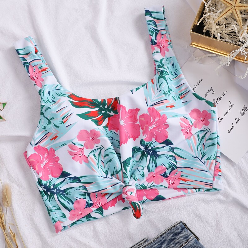 

Tropical Knot Hem Bikini Top, Multicolor