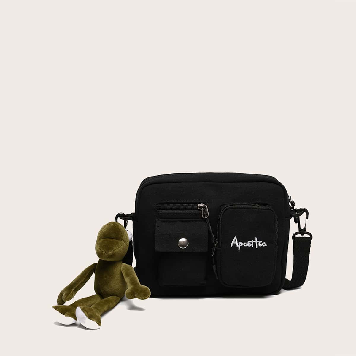 

Pocket Front Crossbody Bag, Black
