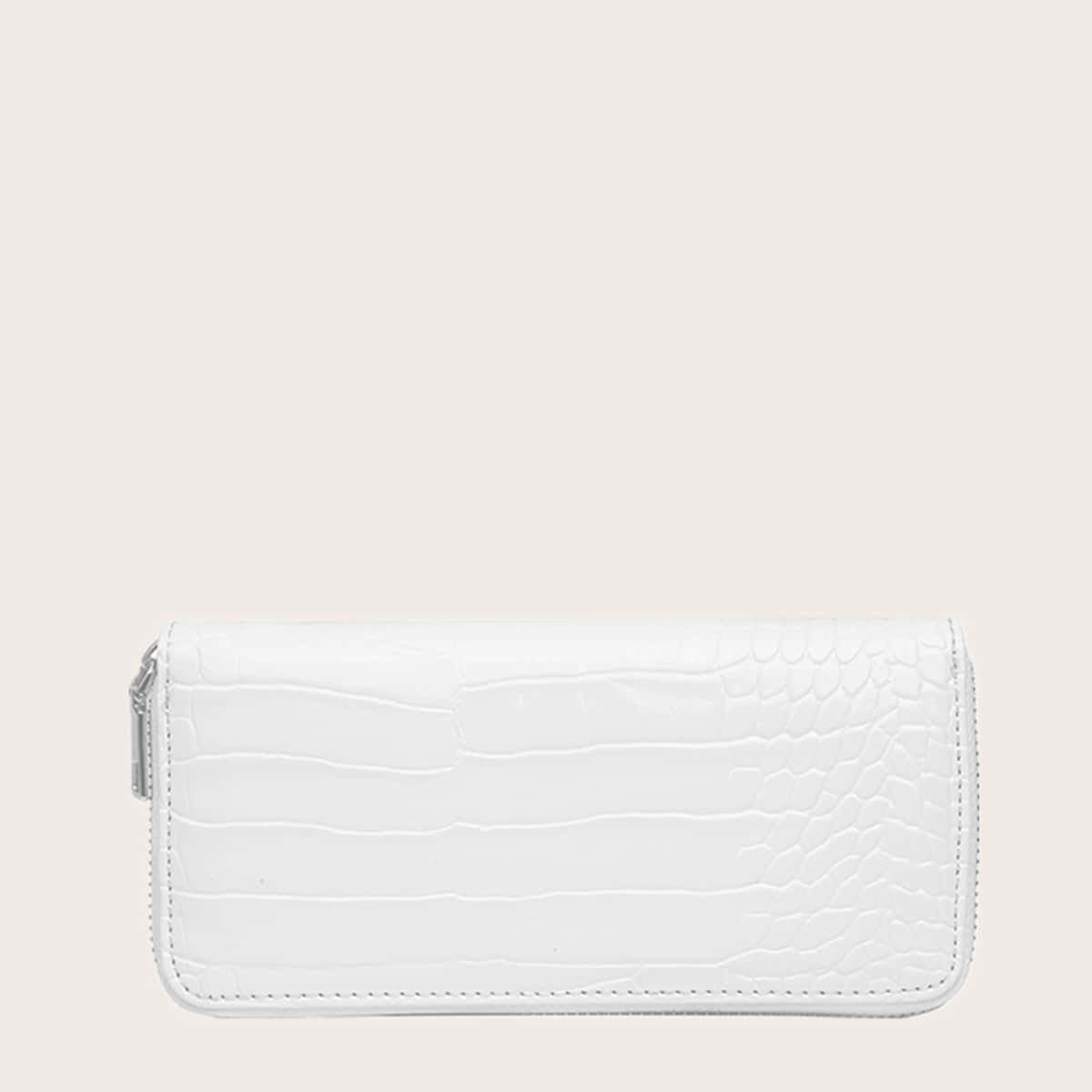 

Croc Embossed Purse, White