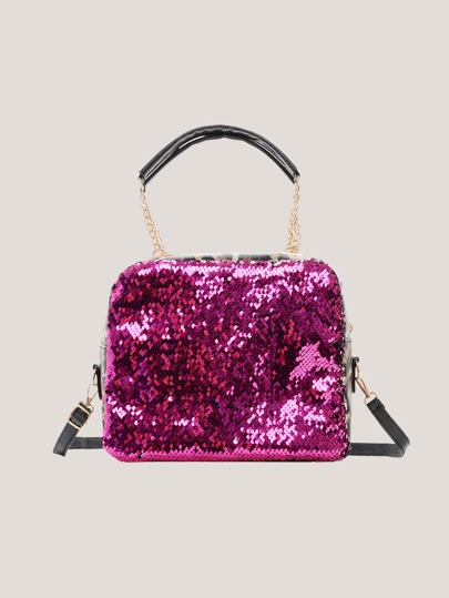 Umhängetasche mit Leopard Muster und Kontrast Pailletten