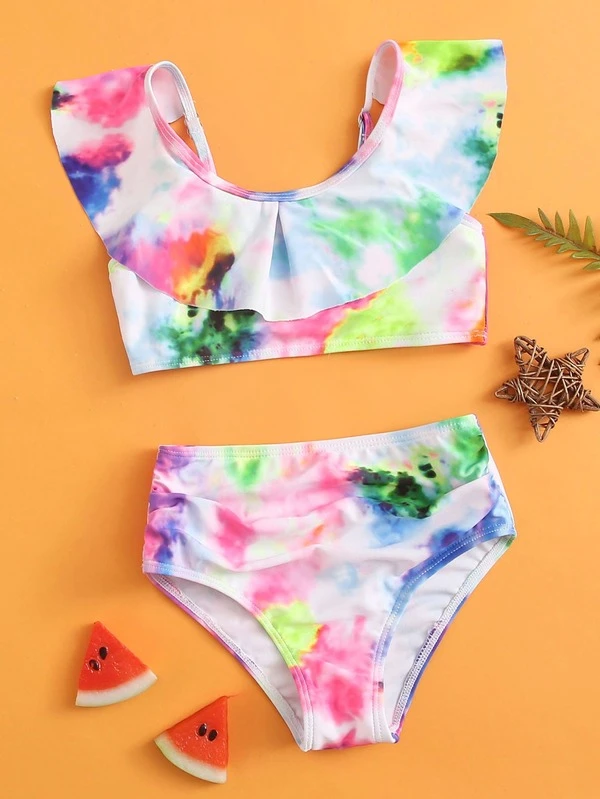 Toddler Girls Tie Dye Ruffle Bikini Swimsuit Shein Usa