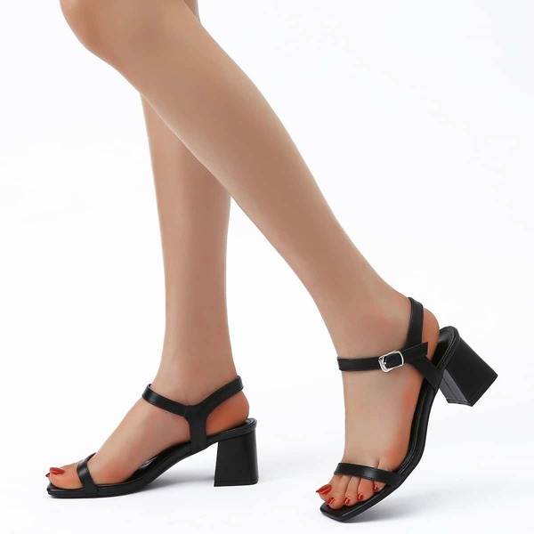 

Open Toe Slingback Heels, Black