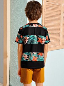 SHEIN Camiseta de niños con estampado tropical