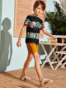 SHEIN Camiseta de niños con estampado tropical